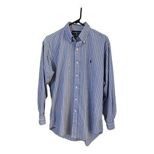 Men's Ralph Lauren long sleeve button down blue striped shirt size 15 32/33